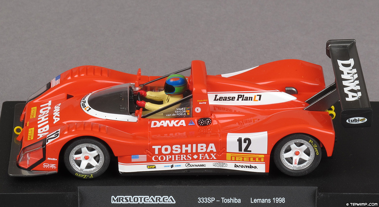 MRSLOTCAR.CA MR1064 Ferrari 333 SP - #12 Toshiba/Danke. Doyle Risi Racing. 8th Place, Le Mans 24 Hours 1998. Wayne Taylor / Eric van de Poele / Fermin Velez