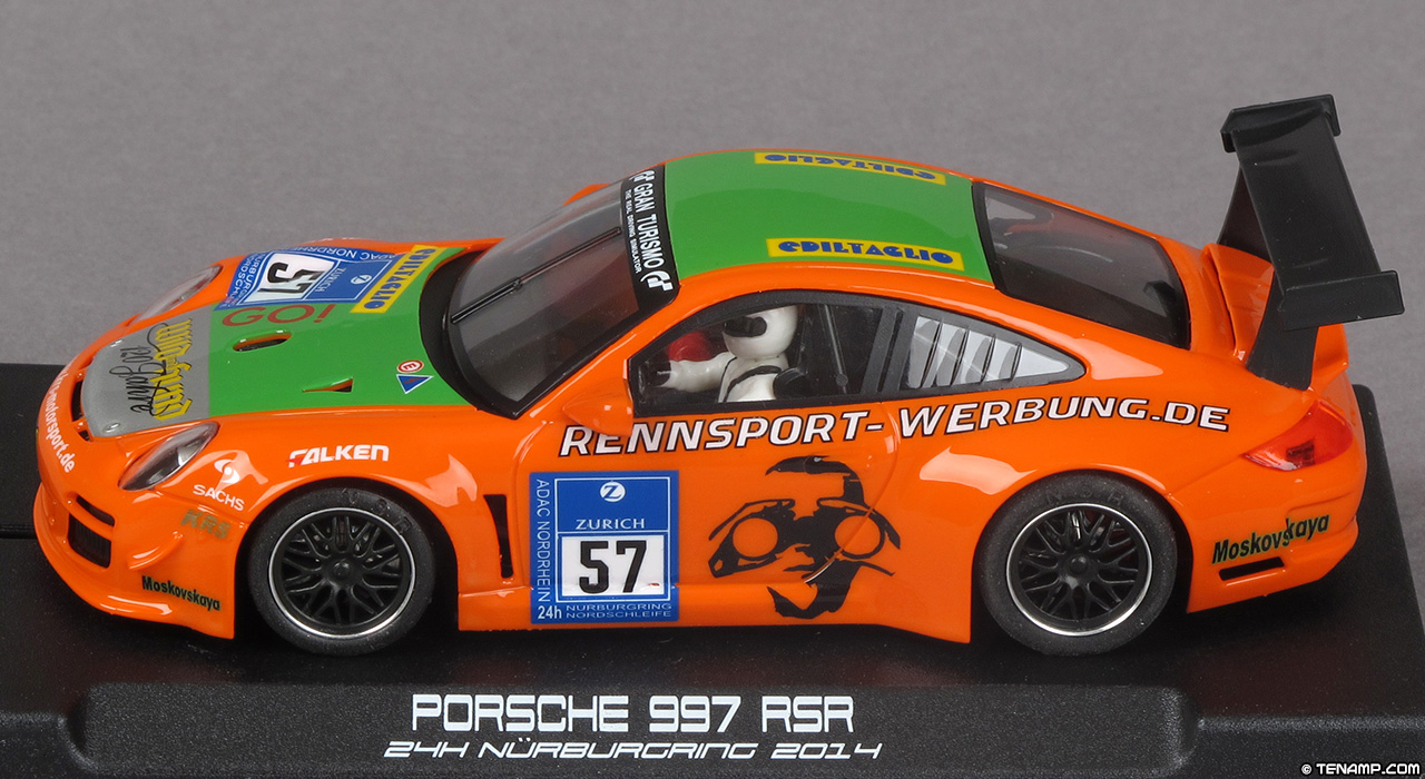 NSR 0110 Porsche 997 GT3 RSR - No.57 Rennsport-Werbung. 42nd place, Nürburgring 24 Hours 2014. André Krumbach / Andreas Riedl / Ivan Reggiani / Uwe Legermann