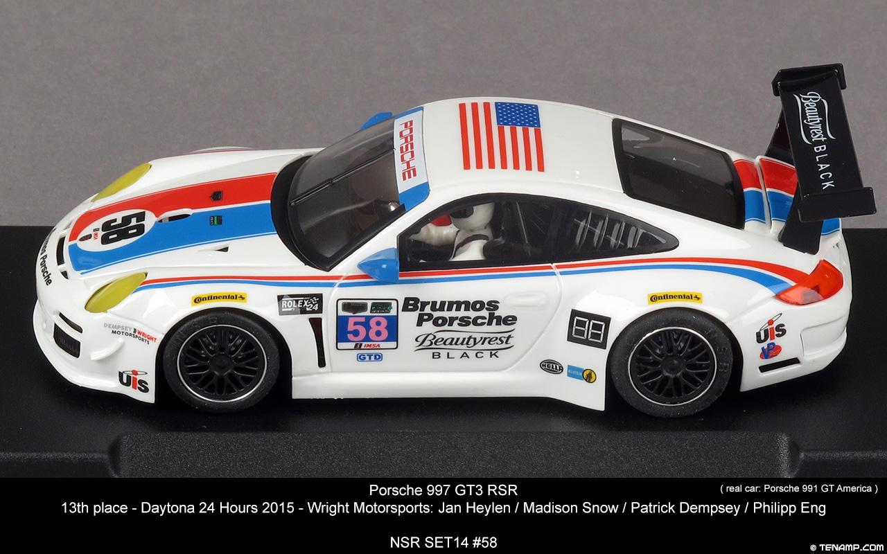 NSR SET14 #58 Porsche 997 GT3 RSR - No.58 Brumos. Wright Motorsports. 13th place, Daytona 24 Hours 2015. Jan Heylen / Madison Snow / Patrick Dempsey / Philipp Eng