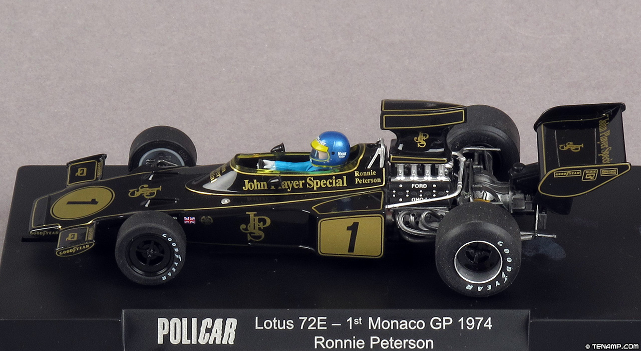 Policar CAR02G Lotus 72 E - #1 John Player Special. Winner, Monaco Grand Prix 1974, Ronnie Peterson