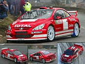 Peugeot 307 WRC - #5 Total/Clarion. Marlboro Peugeot Total: 4th place, Rallye Monte-Carlo 2004. Marcus Grönholm / Timo Rautiainen