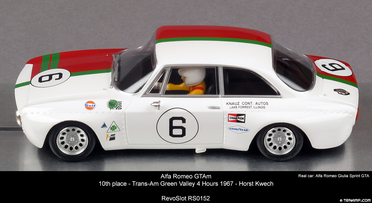 RevoSlot RS0152 Alfa Romeo GTAm - #6 Horst Kwech, 10th place, Trans-Am Green Valley 4 Hours 1967