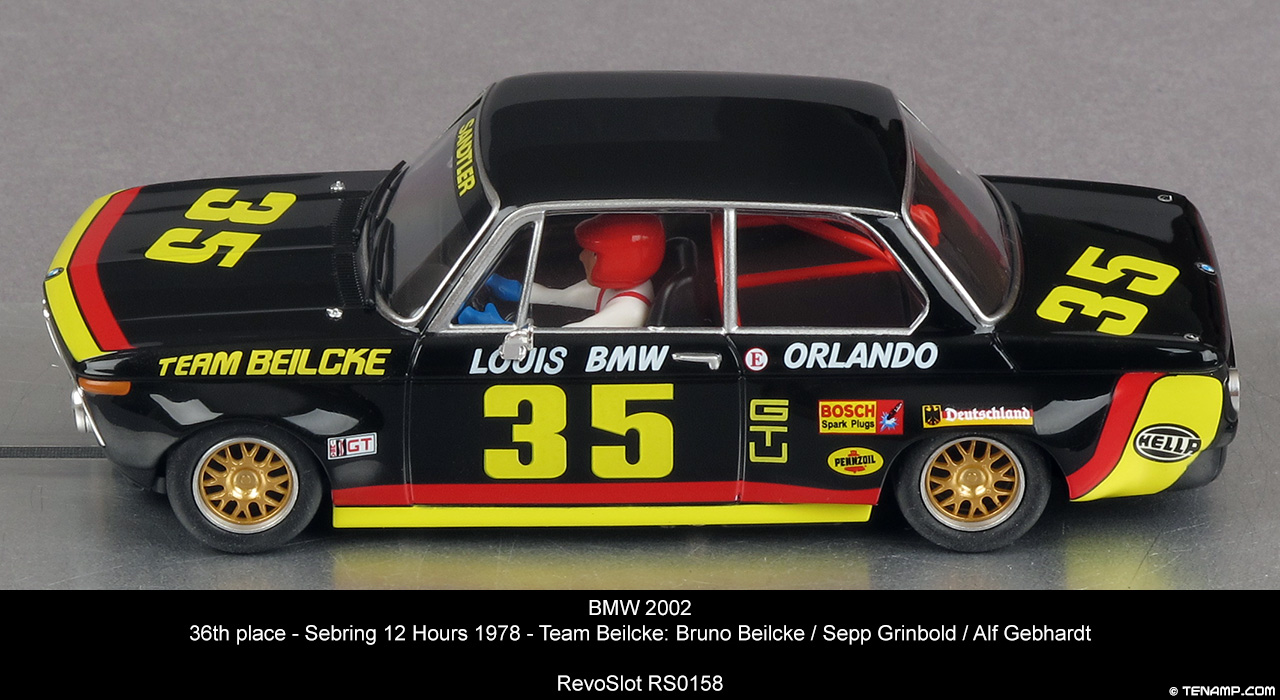 RevoSlot RS0158 BMW 2002 - No35. Team Beilcke, 36th place, Sebring 12 Hours 1978. Bruno Beilke / Sepp Grinbold / Alf Gebhardt