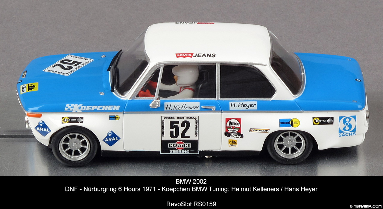 RevoSlot RS0159 BMW 2002 - No52. Koepchen BMW Tuning. DNF, Nürburgring 6 Hours 1971. Helmut Kelleners / Hans Heyer