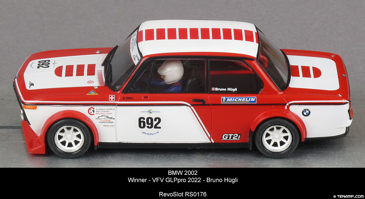 RevoSlot RS0176 BMW 2002 - No692. Bruno Hügli. Winner, VFV GLPpro 2022