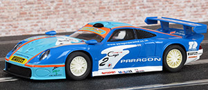 Scalextric C2229 Porsche 911 GT1 - No.2 Paragon. Livery based on the Porsche 996 raced by Mark Sumpter in the 1998 British Porsche Carrera Cup