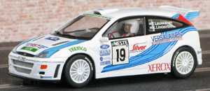 Scalextric C2343 Ford Focus WRC - #19 Vepsäläinen. DNF, Rally Finland 2000. Tapio Laukkanen / Kaj Lindström