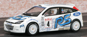 Scalextric C2489 Ford Focus WRC - #4 Ford RS. 4th place, Rallye Monte-Carlo 2003. Markko Märtin / Michael Park