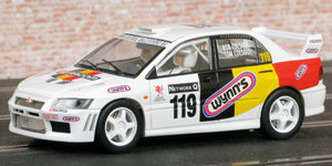 Scalextric C2495 Mitsubishi Lancer Evo 7 WRC - #119 Facom/Wynn's. 32nd place, Network Q Rally of Great Britain 2002. Bob Colsoul / Tom Colsoul - 01