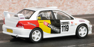 Scalextric C2495 Mitsubishi Lancer Evo 7 WRC - #119 Facom/Wynn's. 32nd place, Network Q Rally of Great Britain 2002. Bob Colsoul / Tom Colsoul - 02