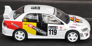 Scalextric C2495 Mitsubishi Lancer Evo 7 WRC - #119 Facom/Wynn's. 32nd place, Network Q Rally of Great Britain 2002. Bob Colsoul / Tom Colsoul - 05
