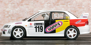 Scalextric C2495 Mitsubishi Lancer Evo 7 WRC - #119 Facom/Wynn's. 32nd place, Network Q Rally of Great Britain 2002. Bob Colsoul / Tom Colsoul - 06