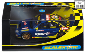 Scalextric C2550 Subaru Impreza WRC - #131 The Sun/Pirelli/Scalextric. 35th place, Wales Rally GB 2003. Rob Gill / Nick Taylor - 12