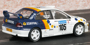 Scalextric C2588 Mitsubishi Lancer Evo 7 WRC - #105 Statoil. 21st place, Swedish Rally 2003. Kenneth Bäcklund / Bosse Holmstrand - 02