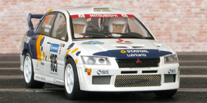Scalextric C2588 Mitsubishi Lancer Evo 7 WRC - #105 Statoil. 21st place, Swedish Rally 2003. Kenneth Bäcklund / Bosse Holmstrand - 03