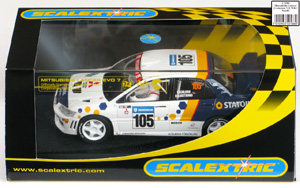 Scalextric C2588 Mitsubishi Lancer Evo 7 WRC - #105 Statoil. 21st place, Swedish Rally 2003. Kenneth Bäcklund / Bosse Holmstrand - 12