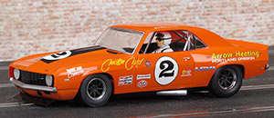 Scalextric C3611 - 1969 Chevrolet Camaro. #2 Arrow Heating / Custom Card. Joe Chamberlain: Bay Park, New Zealand 1970 & Pukekohe 1971