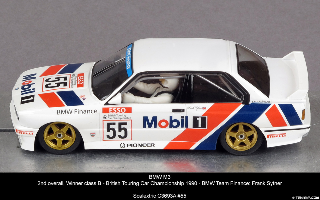 Scalextric C3693A #55 BMW M3 E30 - Mobil 1. BMW Team Finance, 2nd overall, Winner class B, British Touring Car Championship 1990. Frank Sytner