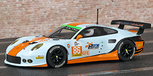 Scalextric C3732 - Porsche 911 (991 RSR). Gulf Racing UK: European Le Mans Series 2015. 8th place, 1st GTE, Silverstone 4 Hours. Phil Keen / Mike Wainwright / Adam Carroll - 01