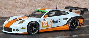 Scalextric C3732 - Porsche 911 (991 RSR). Gulf Racing UK: European Le Mans Series 2015. 8th place, 1st GTE, Silverstone 4 Hours. Phil Keen / Mike Wainwright / Adam Carroll