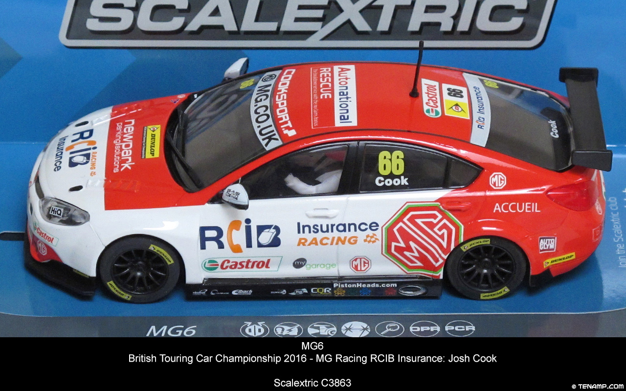 Scalextric C3863 MG6 - #66 RCIB Insurance. BTCC 2016 Josh Cook