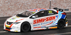 Scalextric C3915 Honda Civic Type R - #303 Simpson Race Exhausts. Simpson Racing: British Touring Car Championship 2017. Matt Simpson - 01