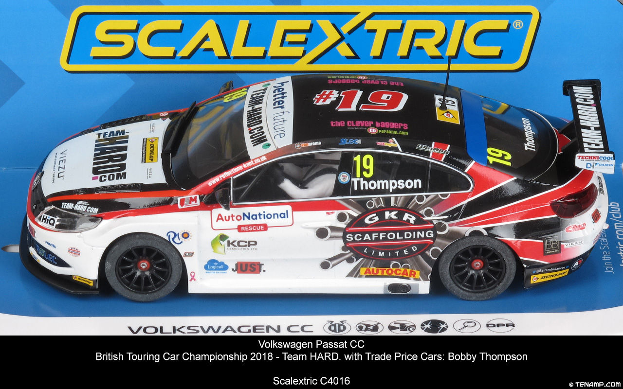Scalextric C4016 Volkswagen Passat CC - #19 Team Hard. BTCC 2018 Bobby Thompson