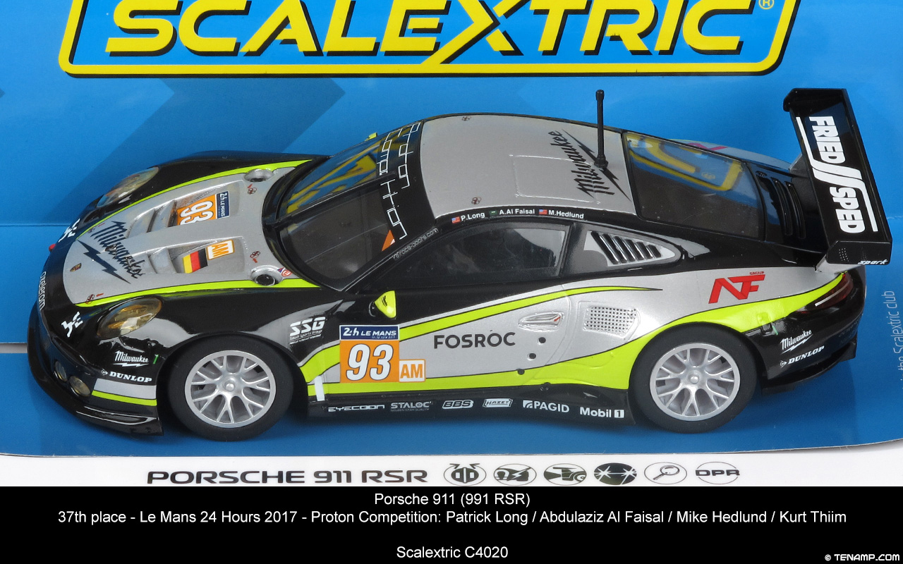 Scalextric C4020 Porsche 911 RSR - #93 Milwaukee/Fosroc. Proton Competition, Le Mans 24h 2017