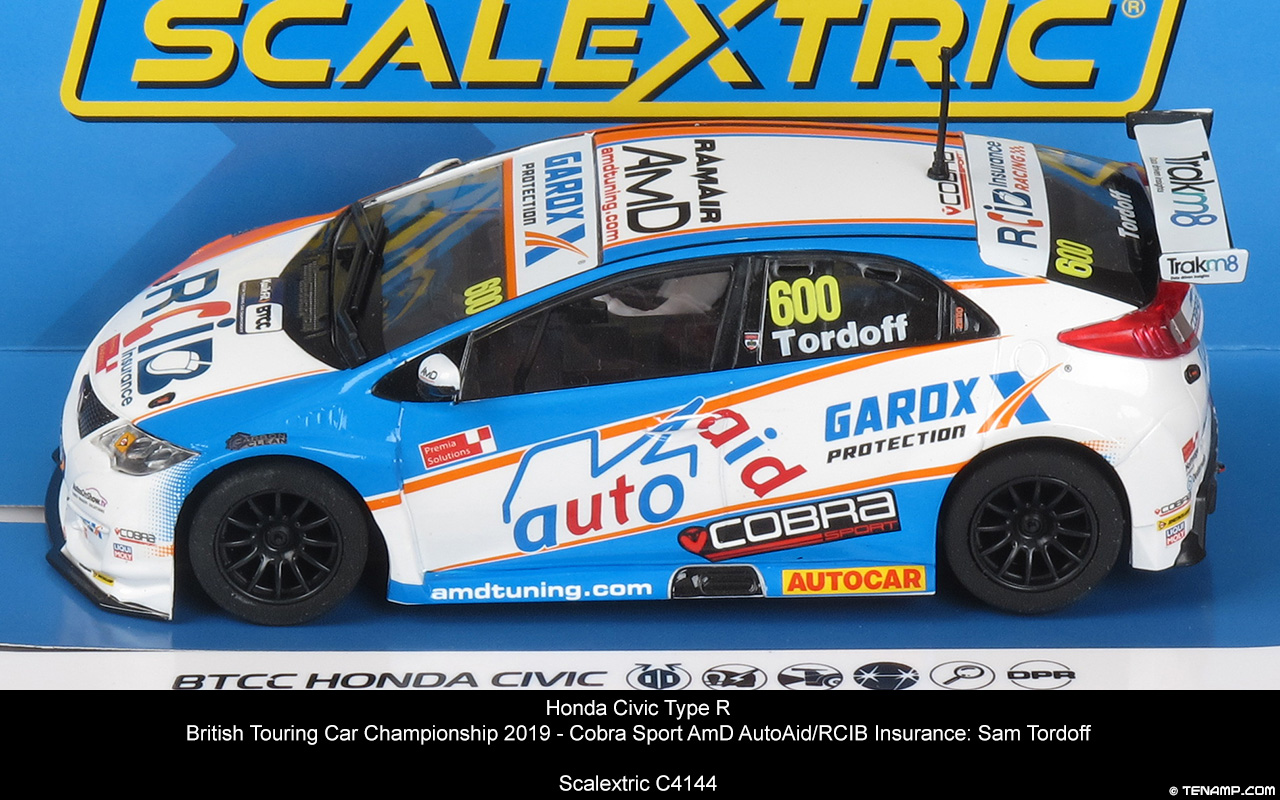 Scalextric C4144 Honda Civic Type R - #600 AutoAid/RCIB/GardX. BTCC 2019 Sam Tordoff