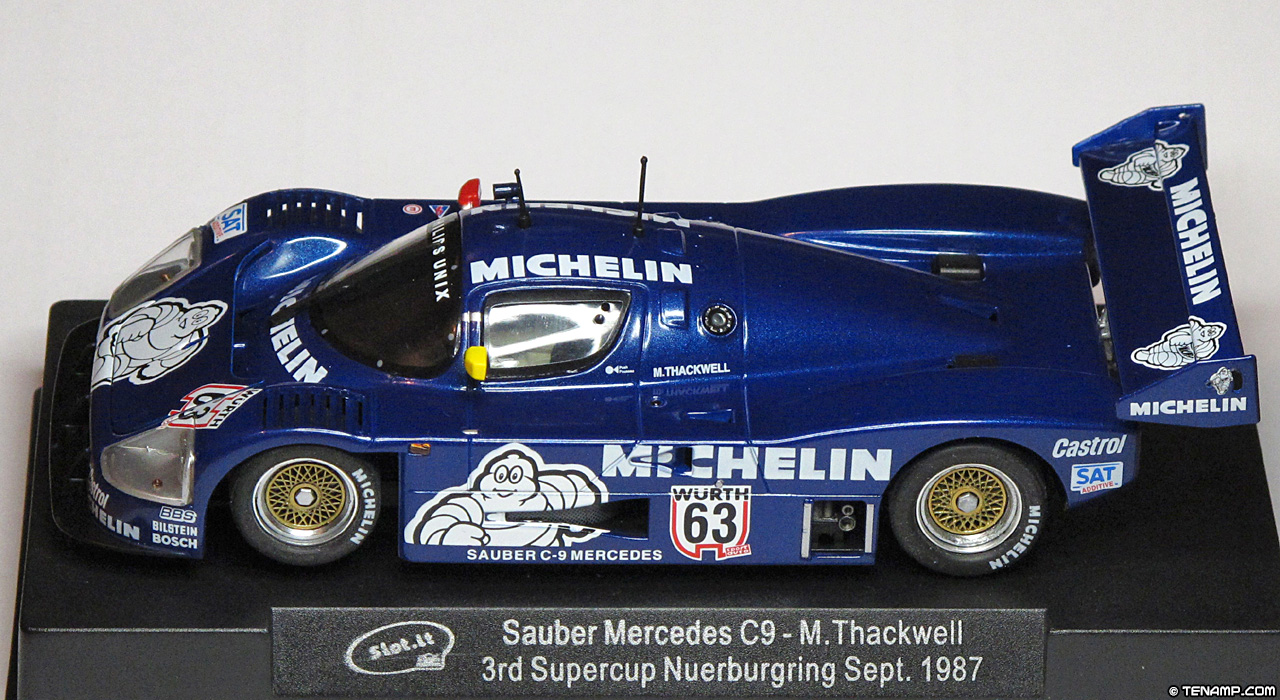 Slot.it CA06E Sauber Mercedes C9 - #63 Michelin. Formel Rennsportclub: 3rd place, Supercup Nürburgring Supersprint 1987. Mike Thackwell
