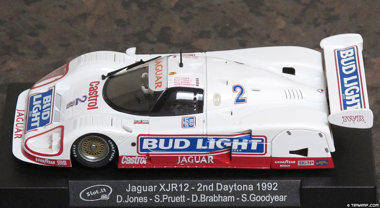 Slot.it CA13A Jaguar XJR-12 - #2 Bud Light. Jaguar Racing. 2nd place, Daytona 24 Hours 1992. Davy Jones / Scott Pruett / David Brabham / Scott Goodyear