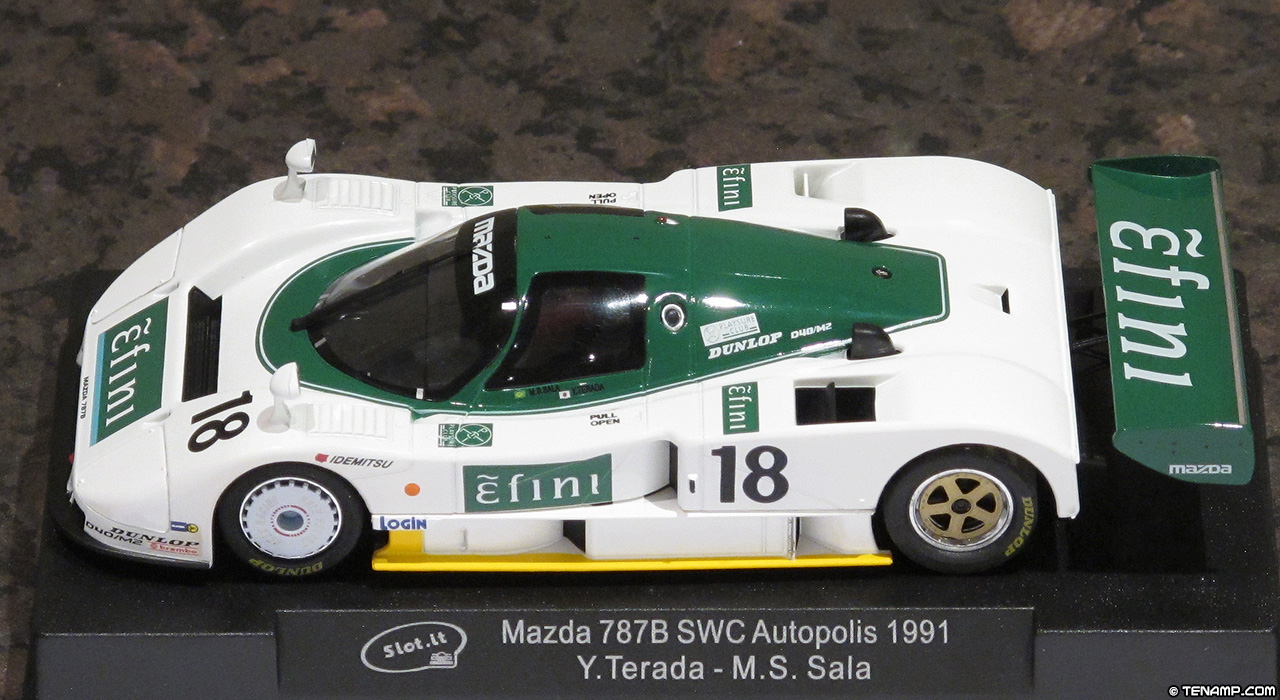 Slot.it CA15A Mazda 787B - #18 Efini. Mazdaspeed: 9th place, Sportscar World Championship, Autopolis 1991. Youjirou Terada / Maurizio Sandro Sala