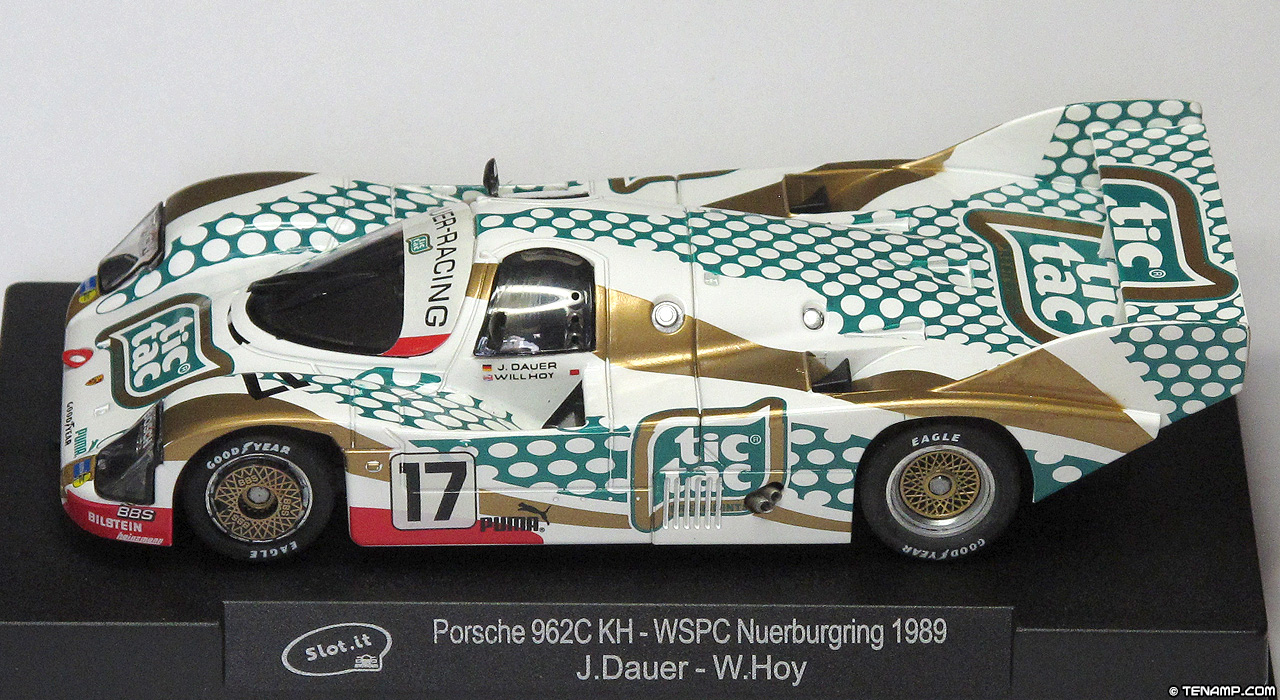 Slot.it CA17A Porsche 962 C - #17 Tic Tac. Dauer Racing: DNF, World Sports Prototype Championship, Nürburgring 1989. Jochen Dauer / Will Hoy