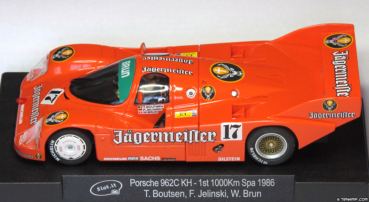 Slot.it CA17B Porsche 962 C - #17 Jägermeister. Brun Motorsport: Winner, Spa 1000 Kilometres 1986. Thierry Boutsen / Frank Jelinski