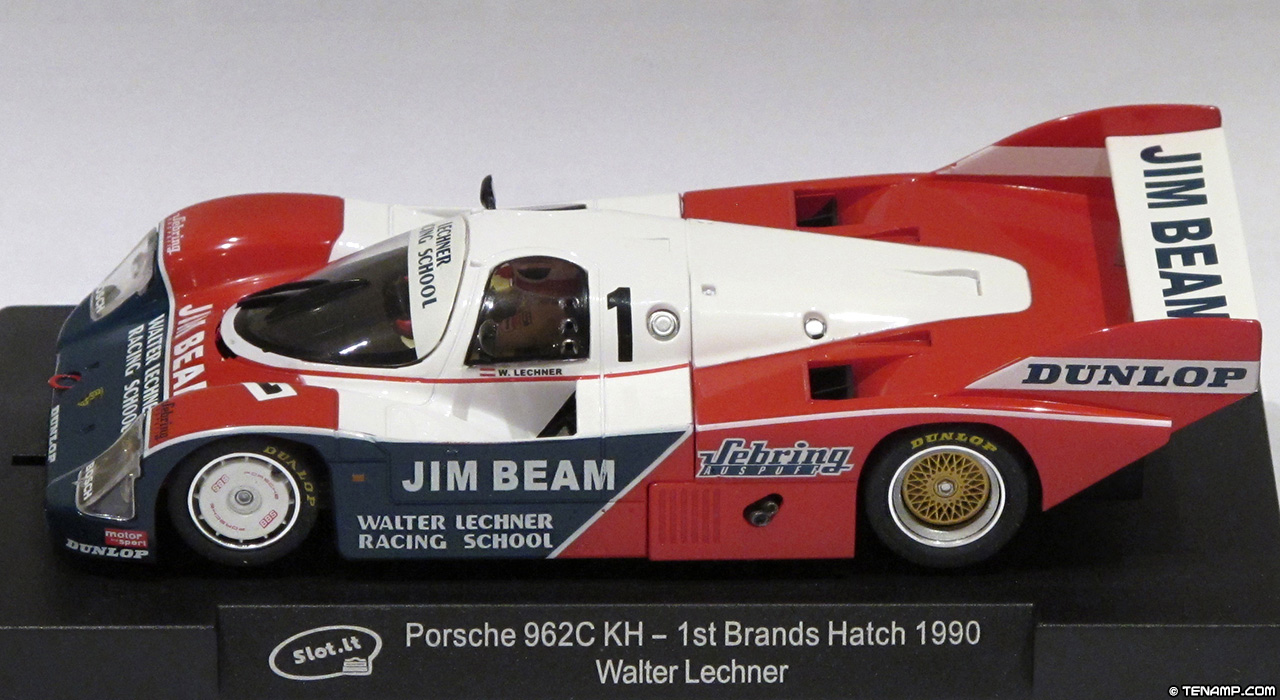Slot.it CA17D Porsche 962 C - #1 Jim Beam. Walter Lechner Racing School: Winner, Interserie, Brands Hatch 1990. Walter Lechner