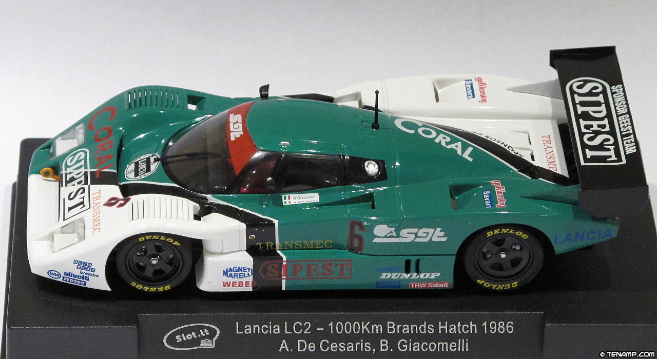 Slot.it CA21E Lancia LC2 - #6 Sipest. Sponser Geest Team: DNF 1000 Kilometres Brands Hatch 1986. Andrea de Cesaris / Bruno Giacomelli
