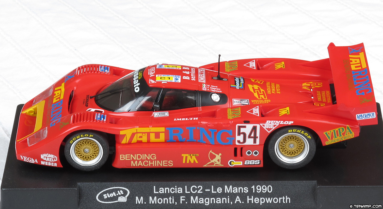Slot.it CA21F Lancia LC2 - #54 TauRing. Mussato Action Car: DNF, Le Mans 24 Hours 1990. Massimo Monti / Fabio Magnani / (DNS: Andrew Hepworth)