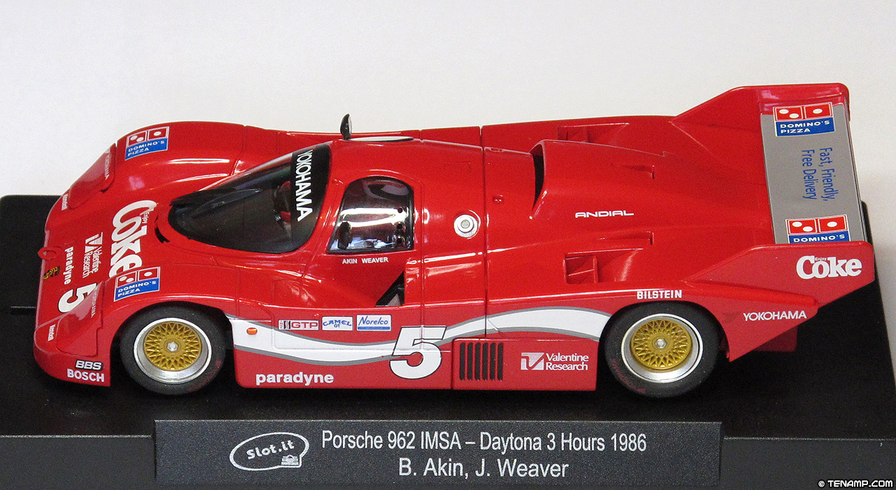 Slot.it CA25A Porsche 962 IMSA - #5 Coke. Bob Akin Motor Racing: 4th place, Daytona 3 Hours 1986. Bob Akin / James Weaver