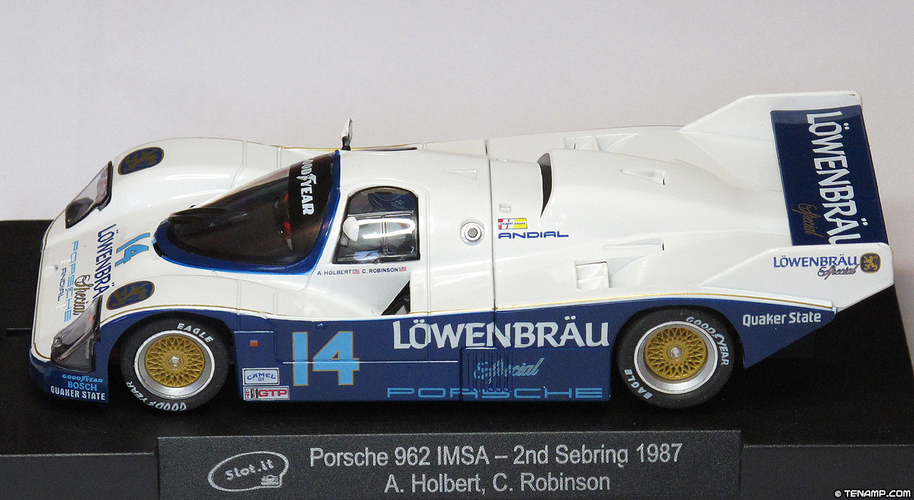 Slot.it CA25B Porsche 962 IMSA - #14 Löwenbräu. Holbert Racing: 2nd place, Sebring 12 Hours 1987. Al Holbert / Chip Robinson