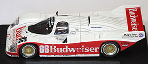 Slot.it CA25C Porsche 962 IMSA - #86 Budweiser. Bayside Disposal Racing/Bruce Leven: Winner, Sebring 12 Hours 1987. Bobby Rahal / Jochen Mass