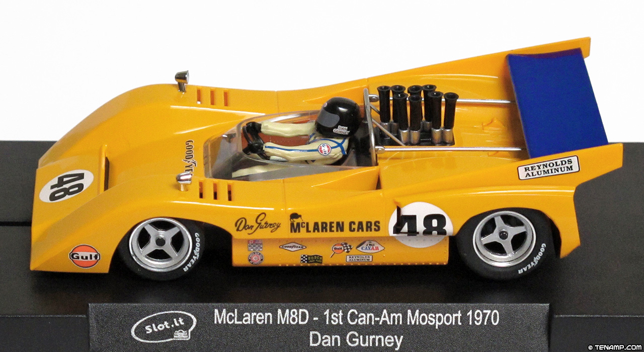 Slot.it CA26A McLaren M8D - #48 McLaren Cars Ltd: Winner, Can-Am Mosport 1970. Dan Gurney