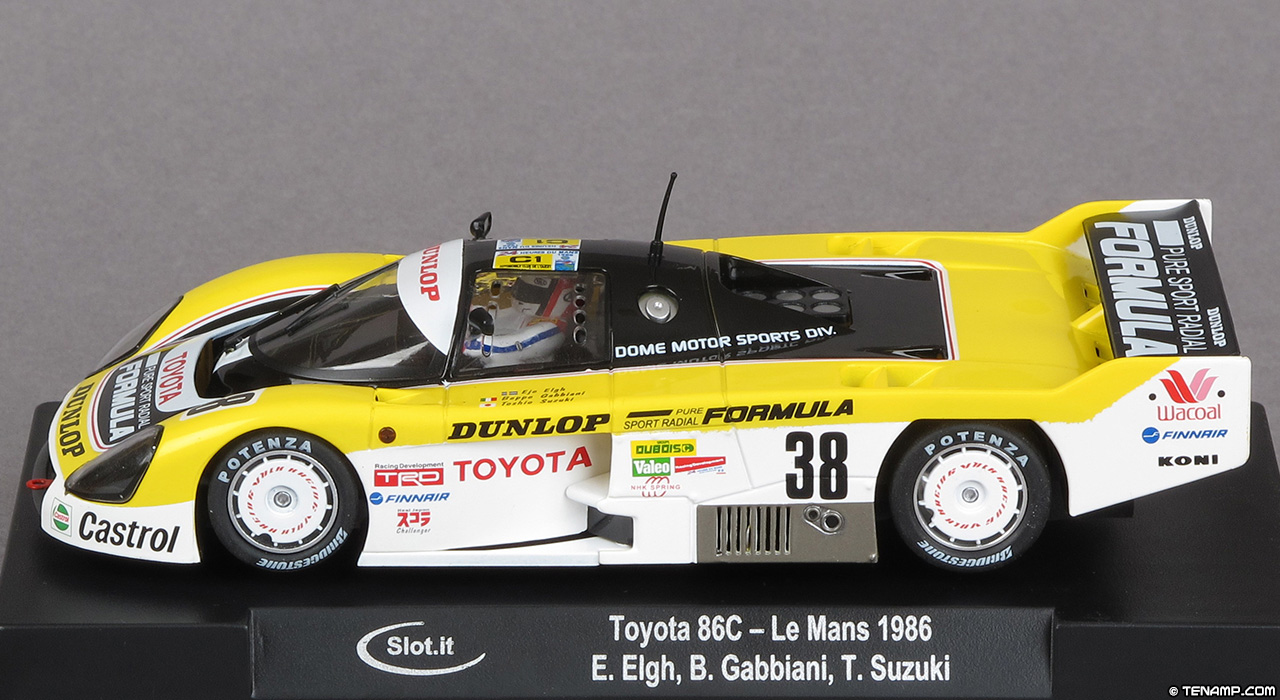 Slot.it CA41C Toyota 86C - #38 Dunlop Formula. Dome Co. Ltd: Not classified, Le Mans 24 Hours 1986. Beppe Gabbiani / Toshio Suzuki