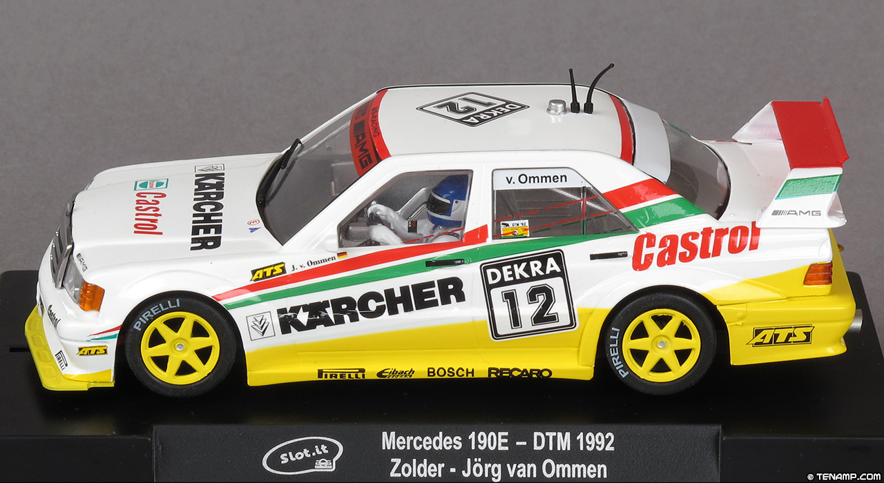 Slot.it CA44B Mercedes 190E - #12 Kärcher/Castrol. Mass-Schons: DTM Zolder 1992. Jörg van Ommen